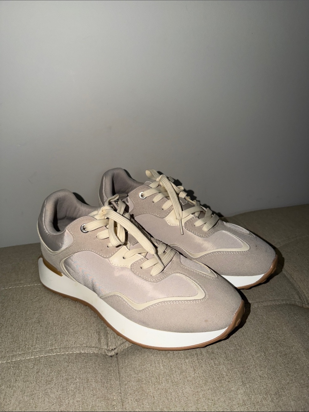Call It Spring Women's Beige and Tan Platform Sneakers